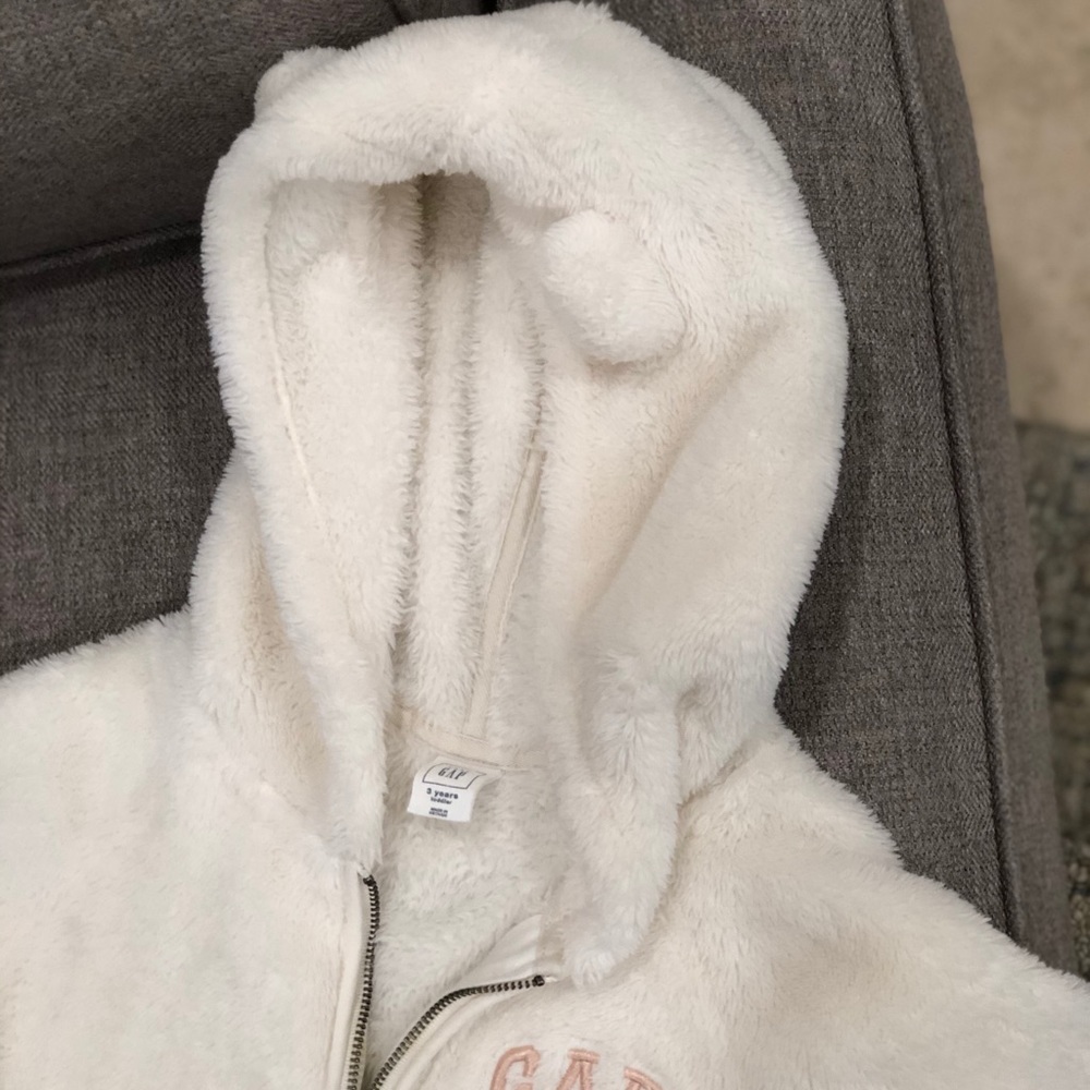 Baby Gap Hoodie Sweatshirt Cream Bear Ears